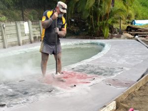 Stamping Seamless Slate stamps on pool surround